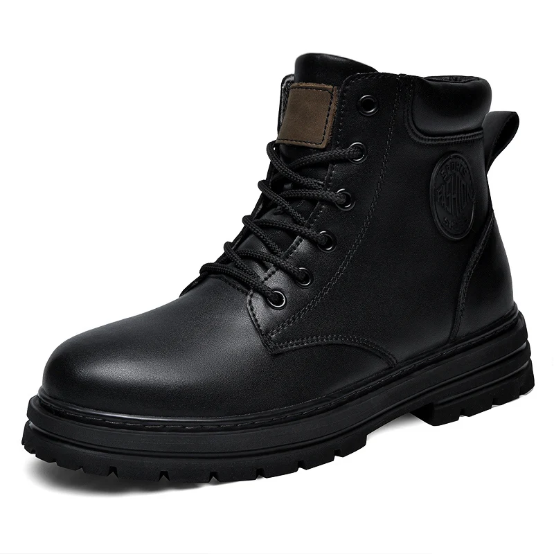 Winter Clothing Material - Sepatu Bot Kulit Hitam Musim Dingin