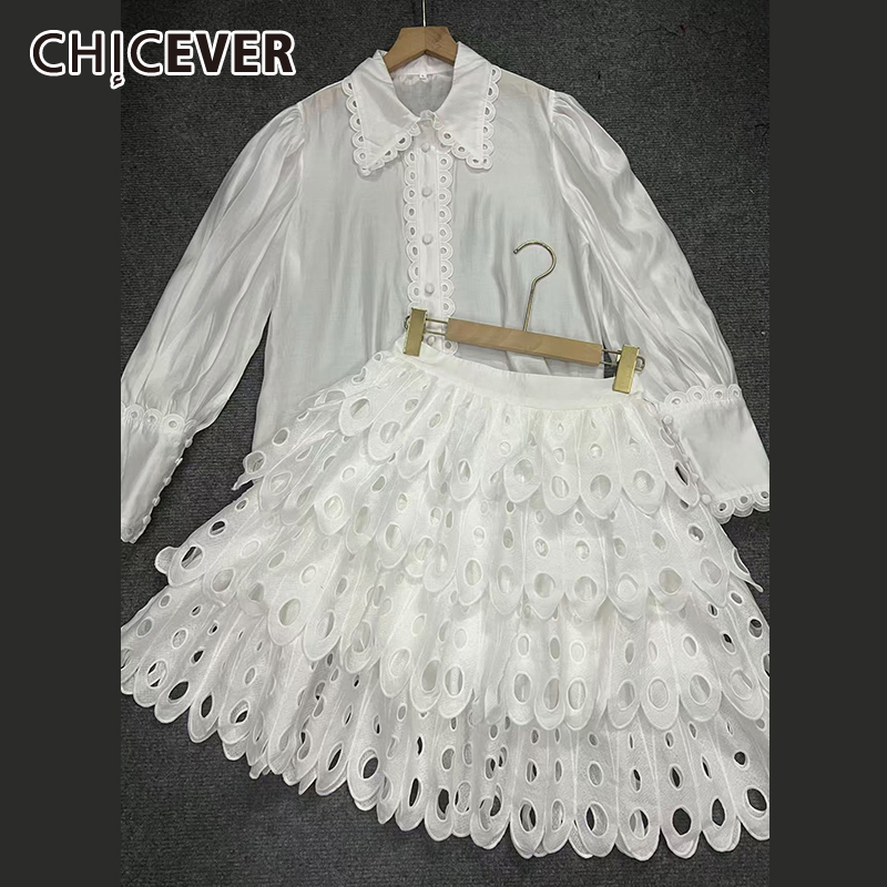 Winter Clothing Line - CHICEVER setelan rok wanita, Solid Hollow