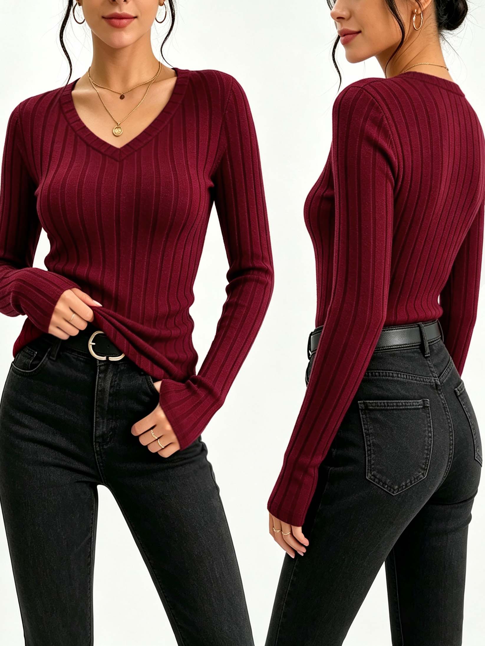Winter Clothing For Woman - Atasan Rajut Wanita Model V-Neck Polos,
