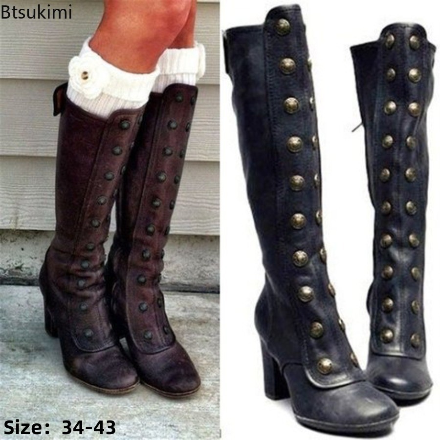 Winter Clothing Material - Sepatu Boots Wanita Model Retro Hitam