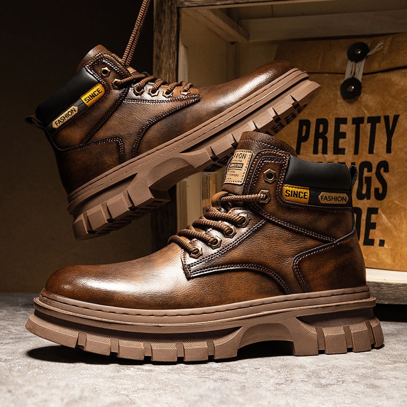 Winter Clothing Material - Sepatu Bot Pergelangan Kaki Platform Pria