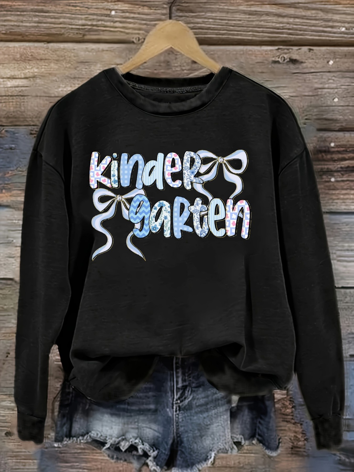 Winter Clothing Kindergarten - Kaos Wanita Lengan Panjang Kasual Kerah
