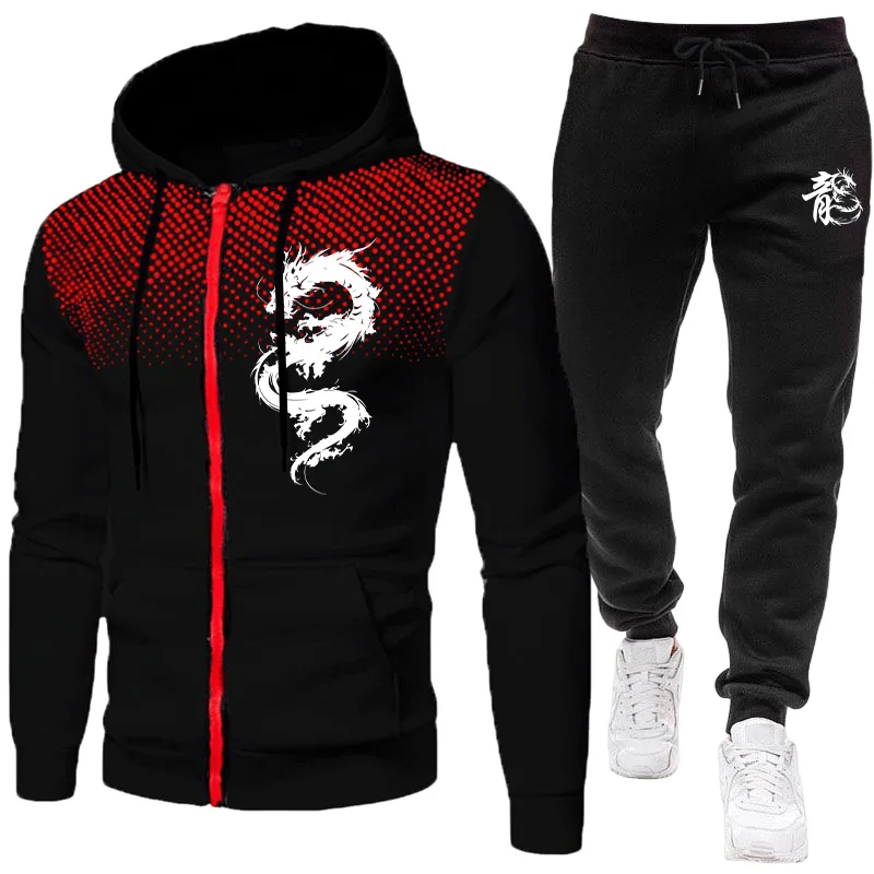 Winter Clothing Equipment - Setelan Pria Motif Naga Paris, Set