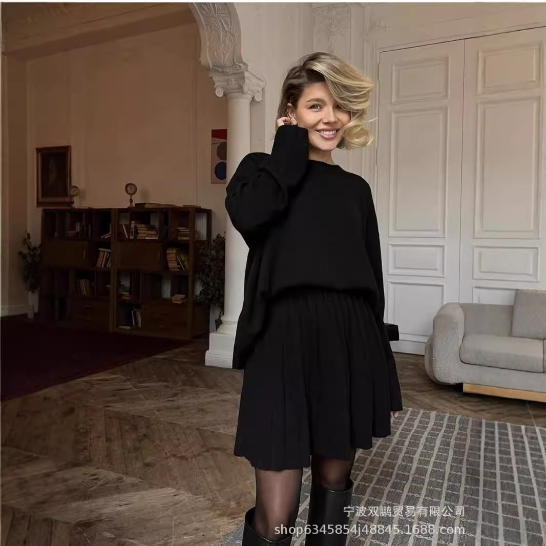 Set Gaun Sweater kerah O warna - Winter Clothing Line ulasan dan harga